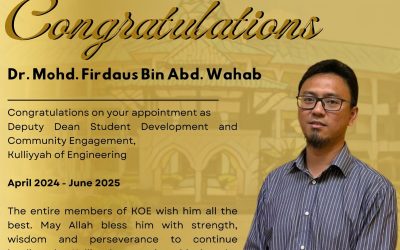 Dr. Mohd. Firdaus appointed as Deputy Dean Student Development and Community Engagement