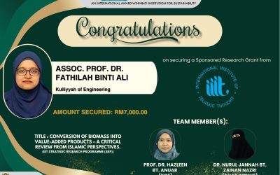 Dr. Fathillah secured Sponsored Research Grant from International Institute of Islamic Thought (IIIT)