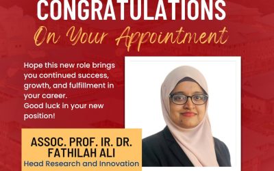 Dr. Fathilah has been appointed as KOE Head of Research and Innovation