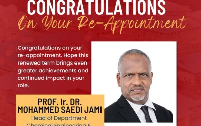Prof. Mohammed Saedi has been re-appointed as Head of Department for CHES