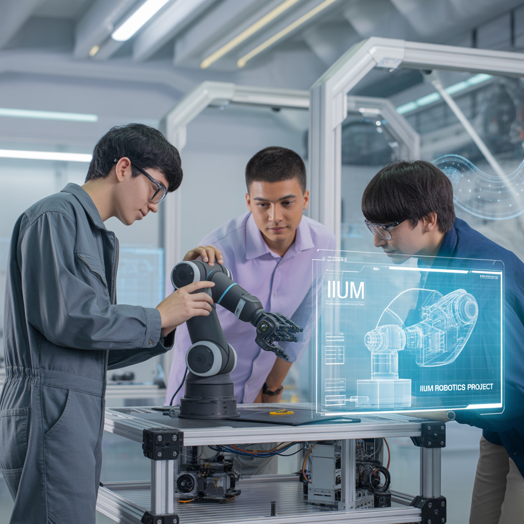 Engineering student with holographic technology
